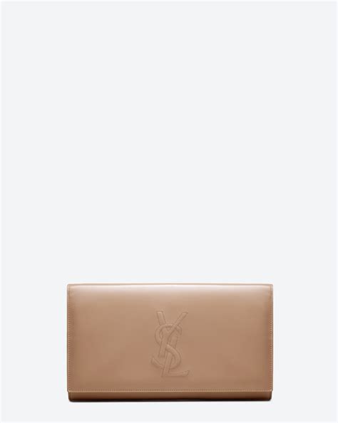 ysl beige patent leather clutch|More.